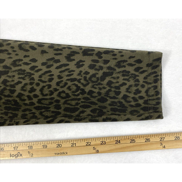 Carmen Animal Print Pants Womens Medium Green Black Stretch Tummy Control Slacks - Picture 9 of 10